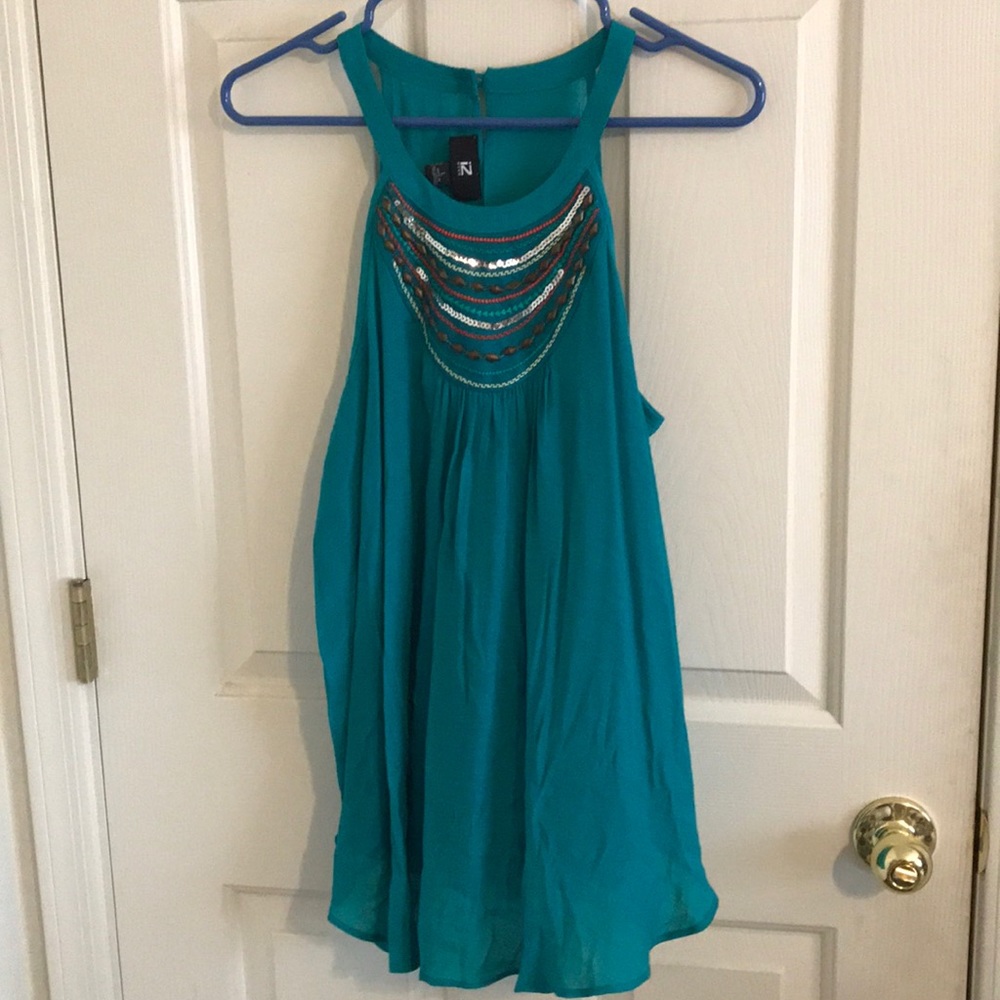 Emerald/ turquoise flowy tank top